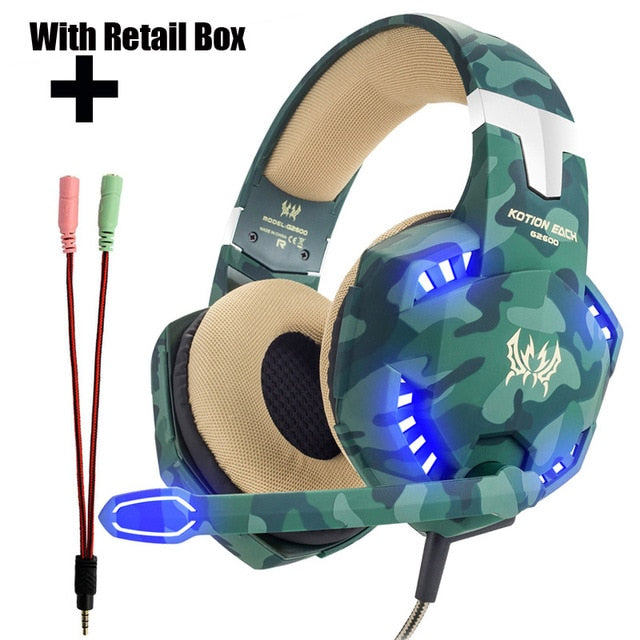 3.5mm Wired Stereo Camouflage Gaming Headset Gaming Headphone